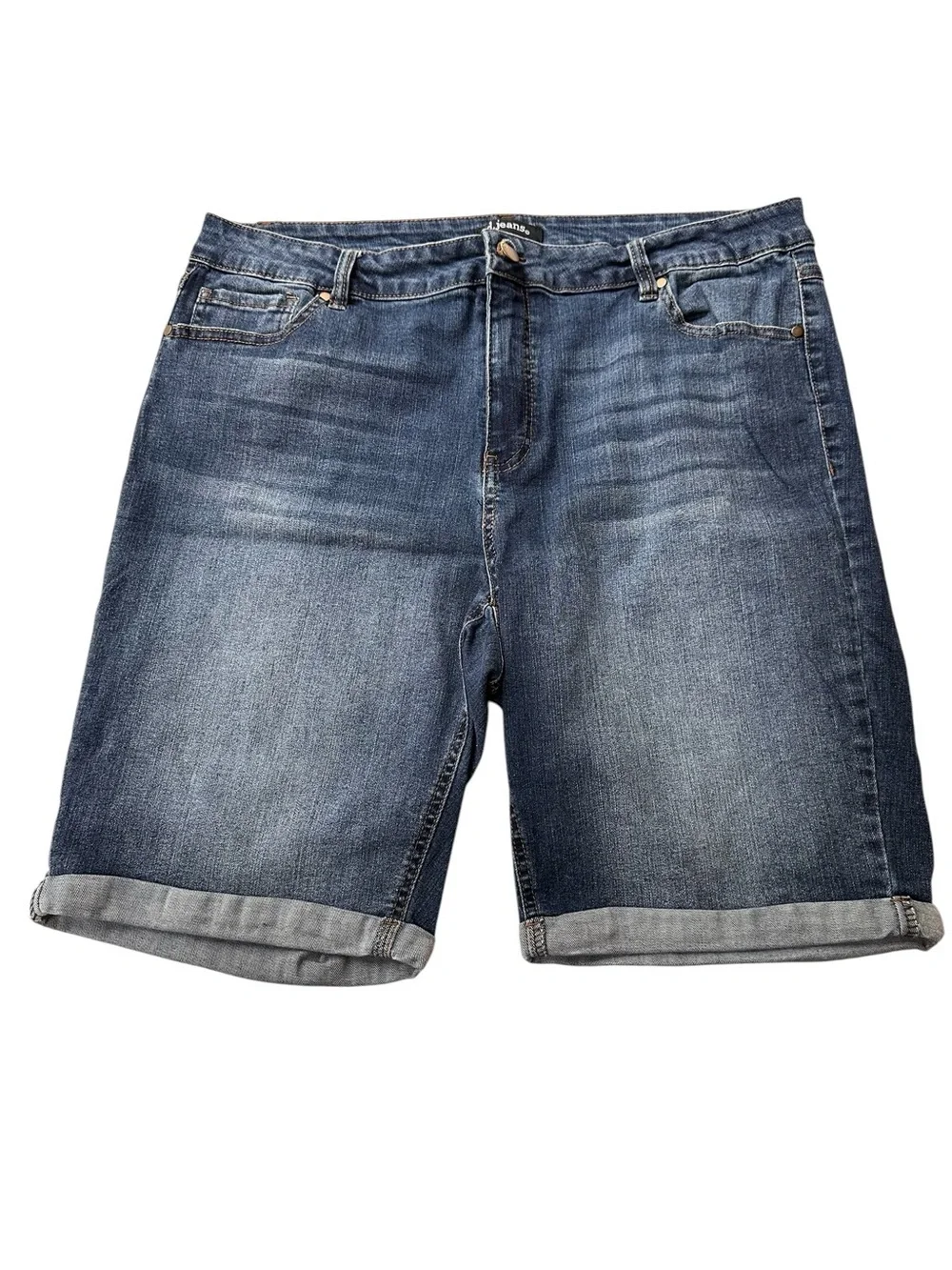 d. jeans Blue Rolled-Cuff Denim Bermuda Jean Shorts, 20W